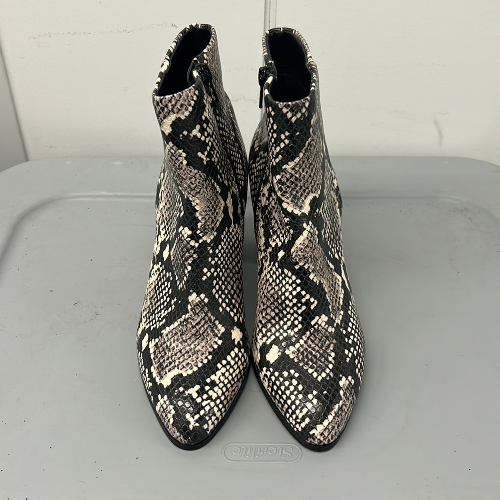 Faux snake skin booties